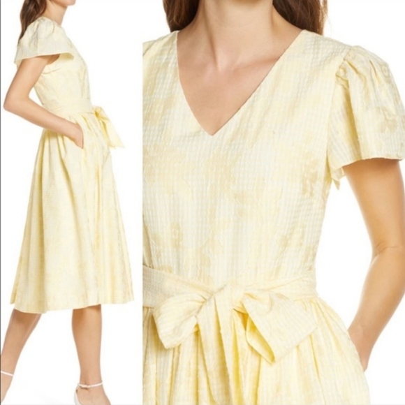 Rachel Parcell Women's Yellow Burnt-out Gingam Midi Dress - Picture 2 of 14